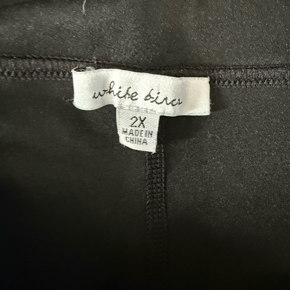 White Birch Black Leggings with Faux Leather Trim, Size 2X - Picture 4 of 8